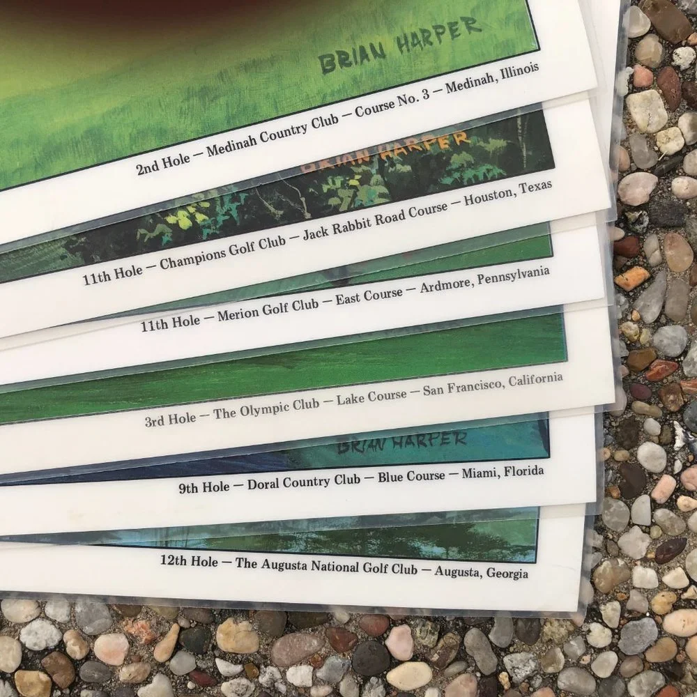 Vintage Brian Harper Laminated Placemats Golf Courses Country Clubs Set Of 6